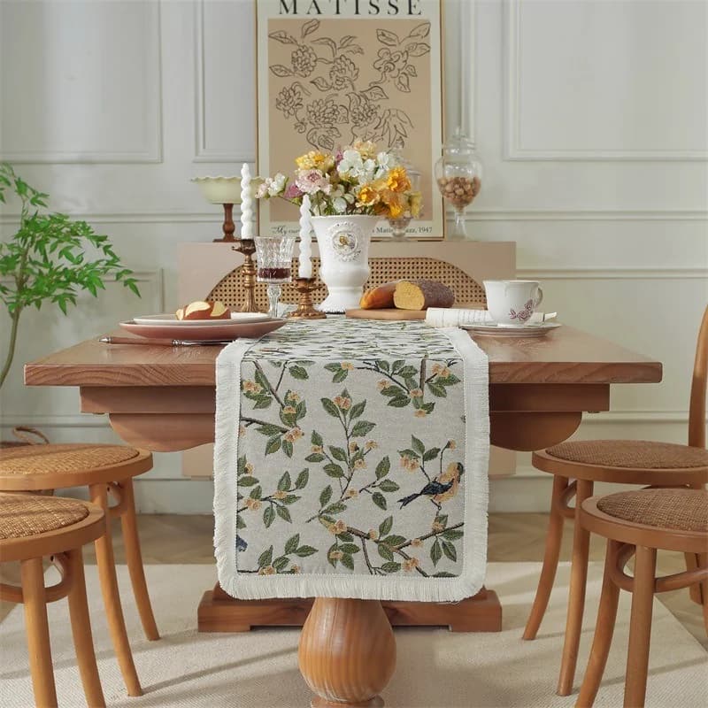 Khăn trải bàn hoa văn cotton linen cho trang trí bàn ăn