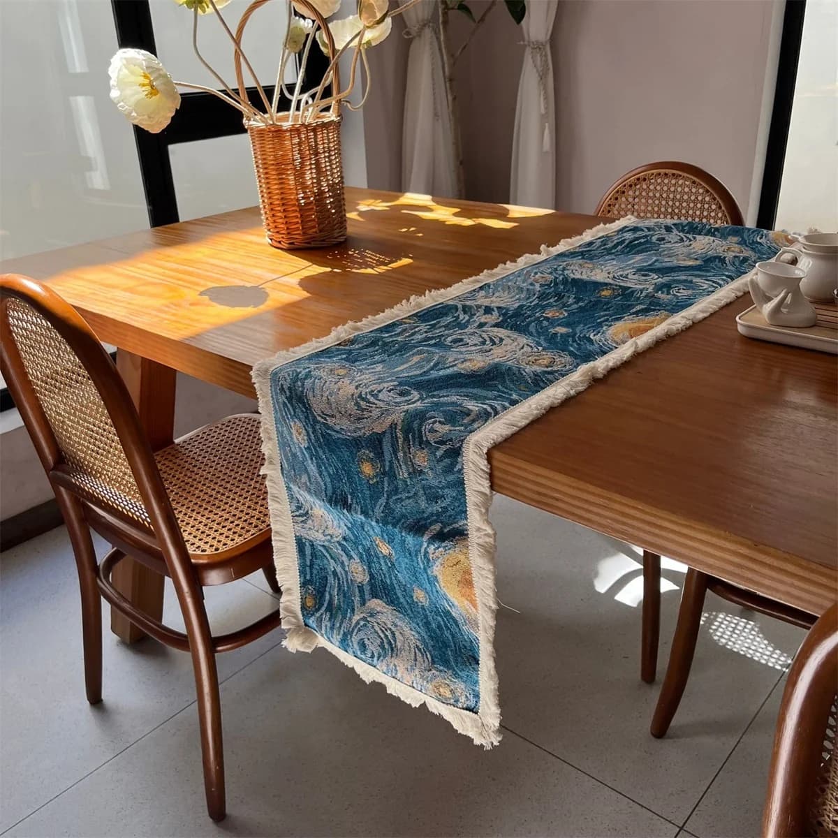 Khăn trải bàn và khăn phủ bàn Jacquard họa tiết Đêm đầy sao