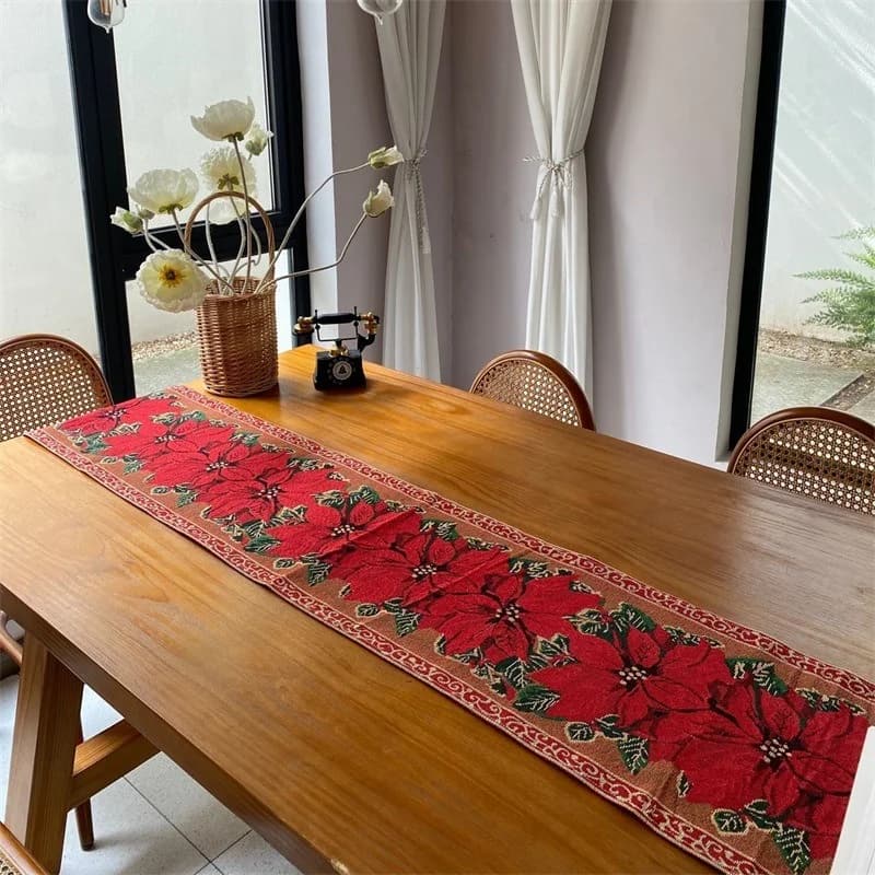 Khăn trải bàn Giáng sinh trang trí lễ hội vải cotton pha dạng dải dài