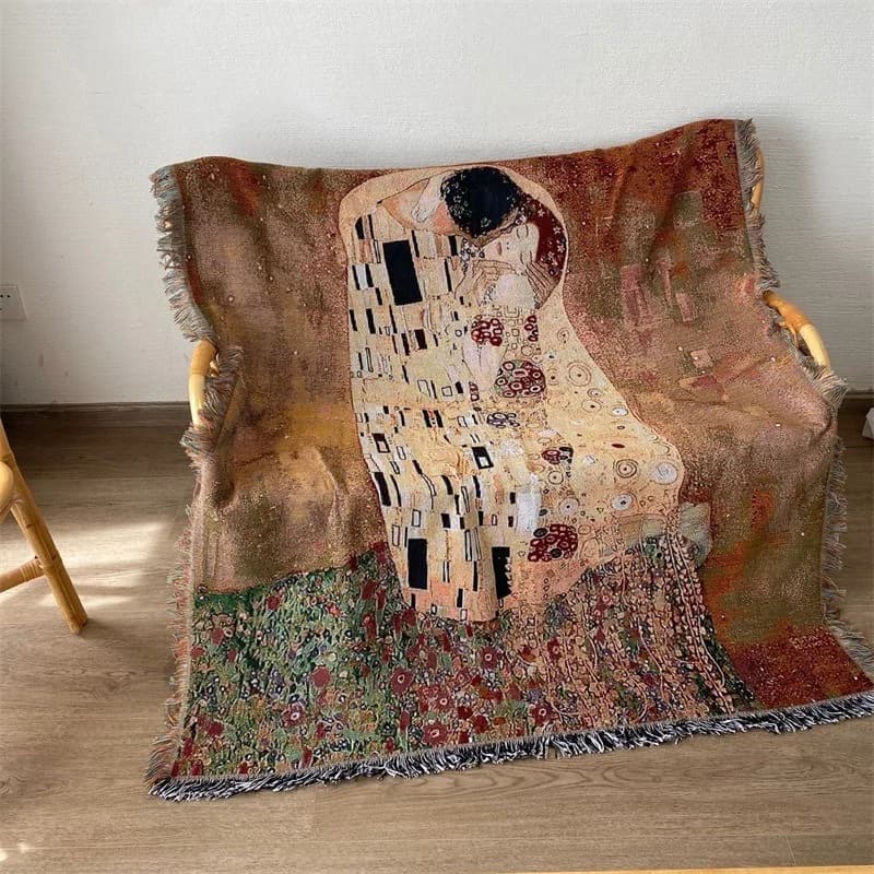 Chăn Phủ Nghệ Thuật Cổ Điển Vải Pha Cotton Thảm Treo Sofa