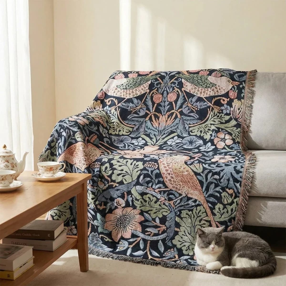 Thảm đắp sofa vải polyester cotton, kích thước 130x160cm