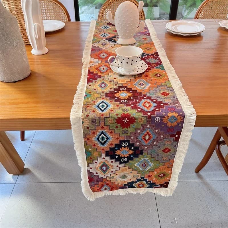Khăn trải bàn cotton pha phong cách vintage cho phòng ăn và phòng khách