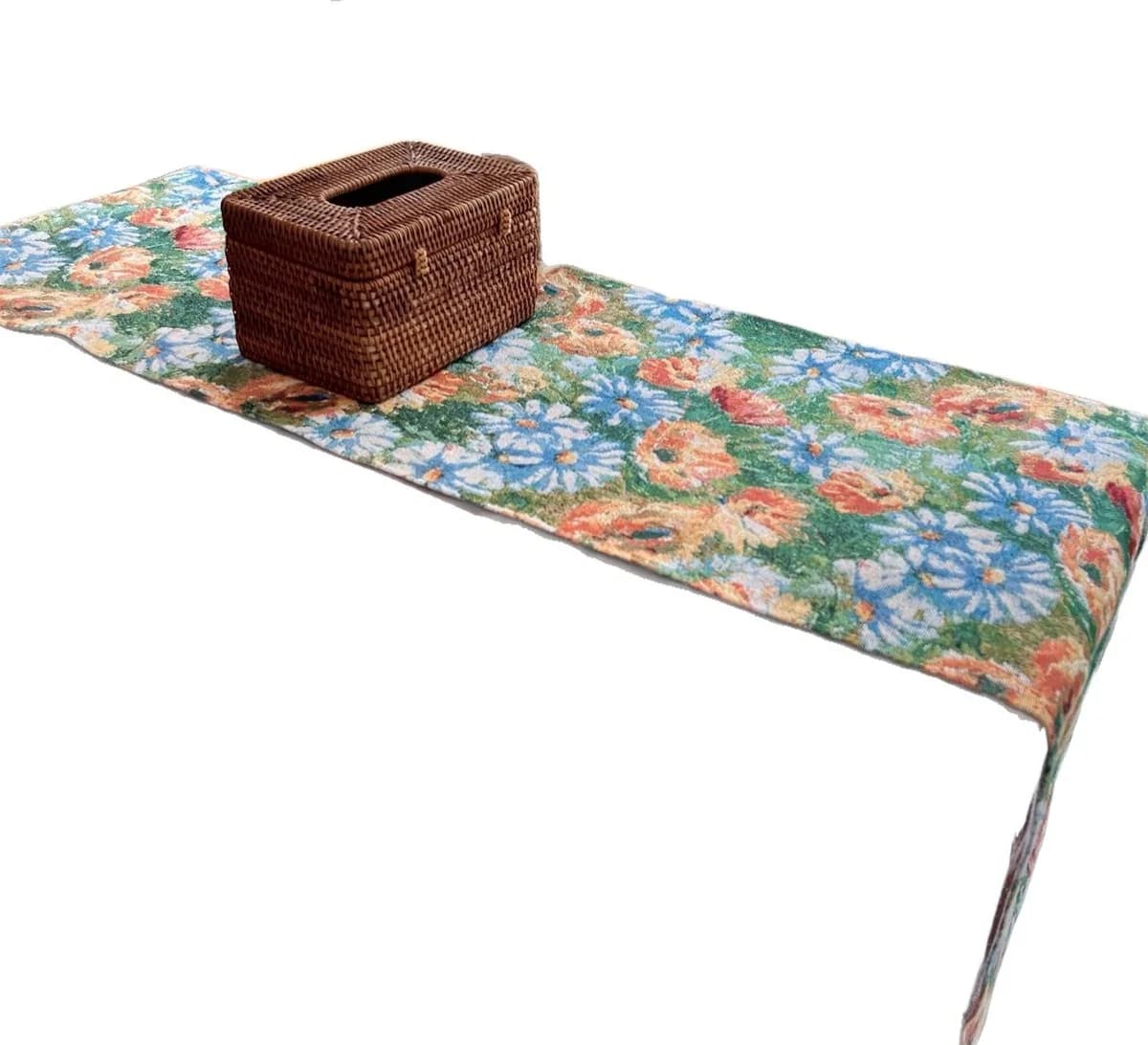Khăn Trải Bàn Và Tấm Lót Bát Họa Tiết Hoa Vườn Monet, Vải Pha Cotton