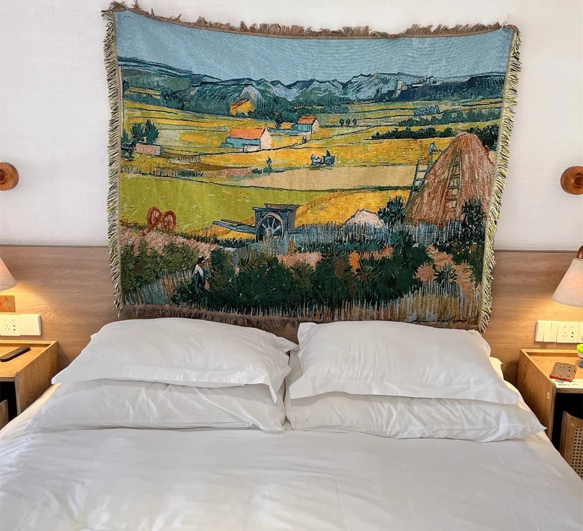Thảm trải sofa dệt kim họa tiết tranh Van Gogh