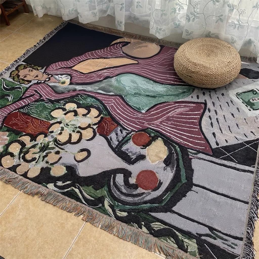 Thảm treo tường nghệ thuật phong cách Matisse dùng làm chăn phủ sofa