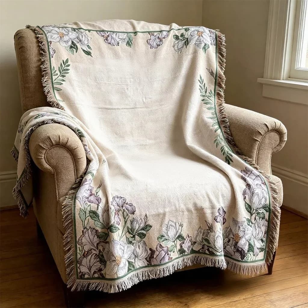Chăn Phủ Sofa Ghế Đơn Họa Tiết Mèo Hoạt Hình Vải Chenille