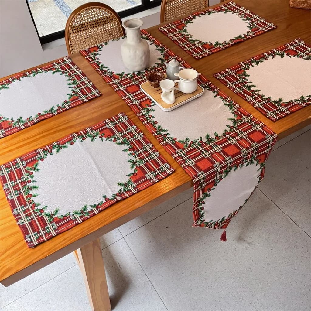 Bộ khăn trải bàn và thảm lót đĩa Giáng sinh phong cách Bắc Âu