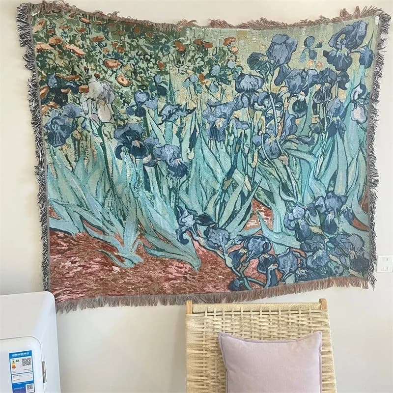 Thảm treo tường nghệ thuật Van Gogh chăn đắp vải cotton pha