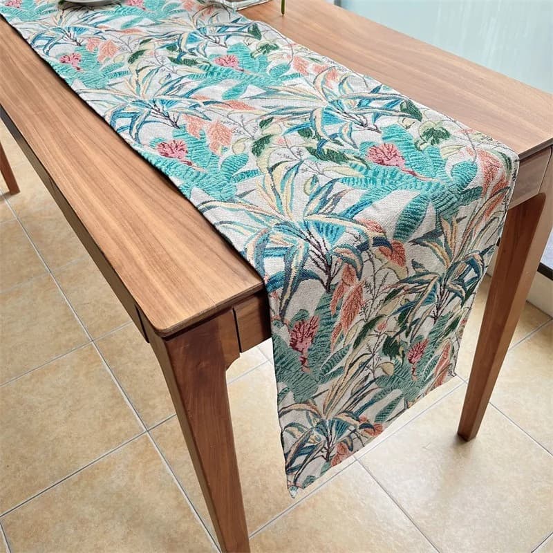 Khăn trải bàn họa tiết lá phong cách Mỹ vải cotton pha