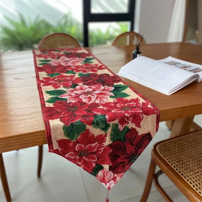 Khăn trải bàn Giáng Sinh đỏ trang trí lễ hội cho bàn ăn