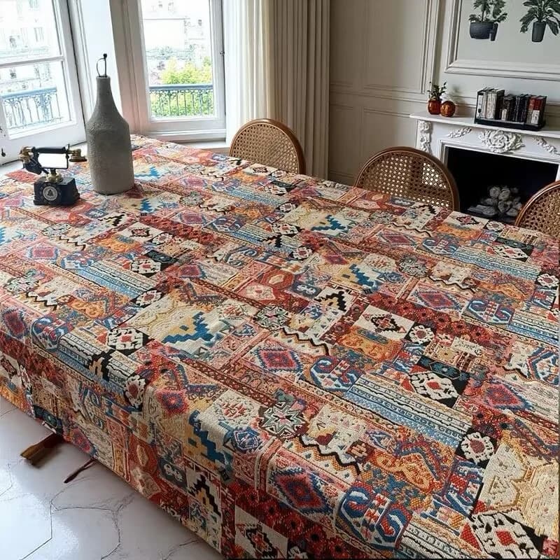 Khăn trải bàn Jacquard Bohemian cổ điển họa tiết hình học