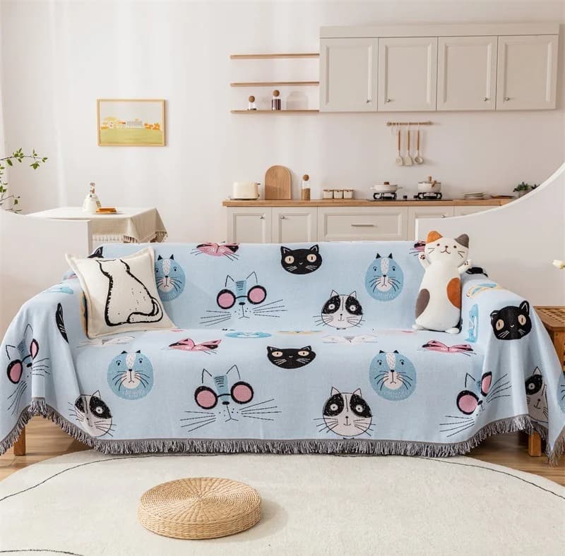 Thảm trải ghế sofa hình mèo hoạt hình, bọc trang trí cho ghế