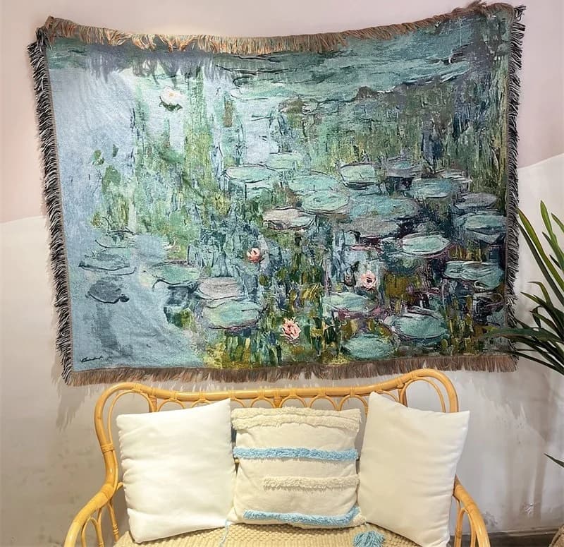 Chăn phủ in tranh nghệ thuật Vintage trang trí sofa, 130x160cm