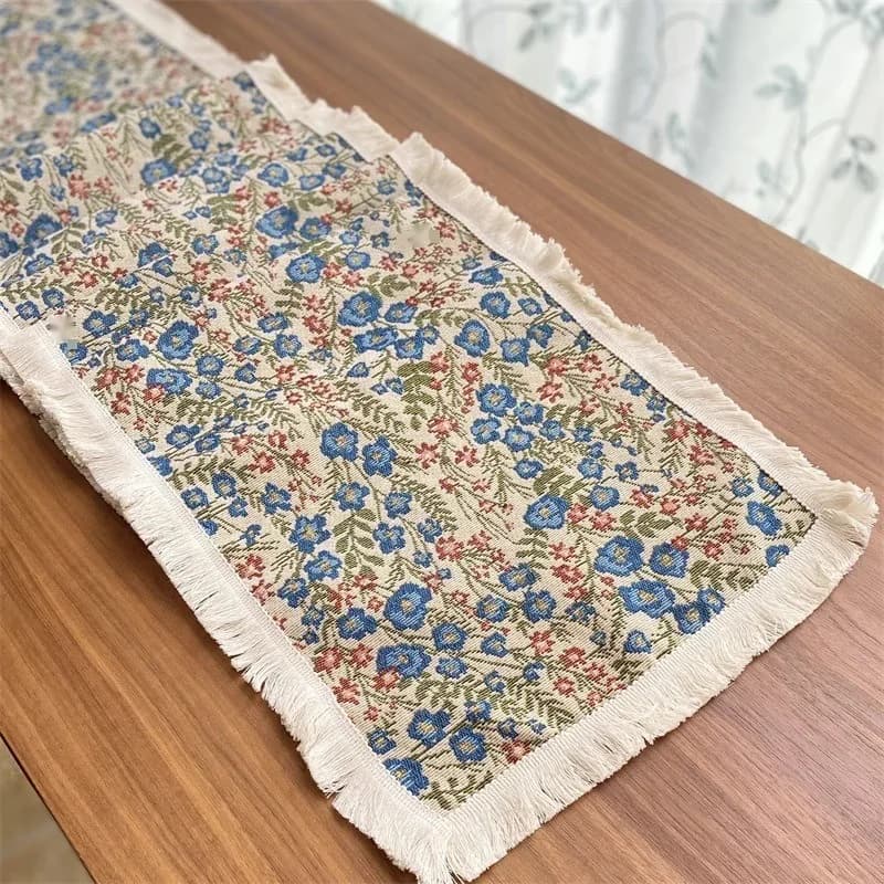 Khăn trải bàn họa tiết hoa vải cotton pha cho bàn ăn