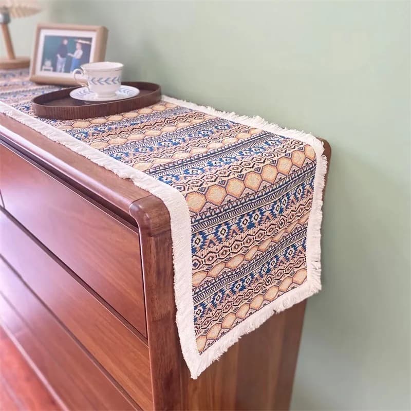 Khăn trải bàn phong cách Morocco họa tiết hình học trừu tượng