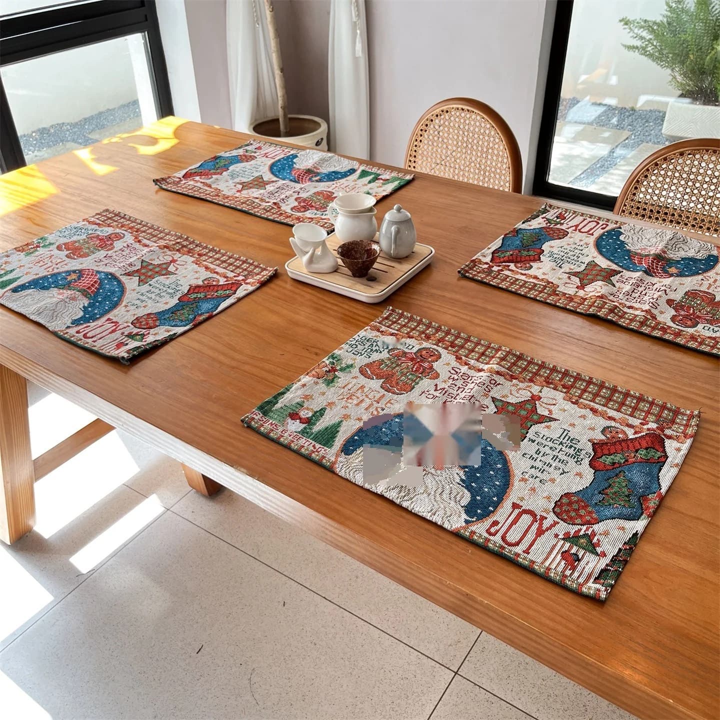 Khăn trải bàn Giáng sinh pha trộn cotton