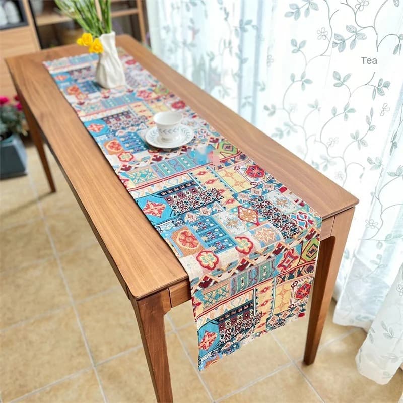 Khăn trải bàn Bohemian retro họa tiết hoa trang trí