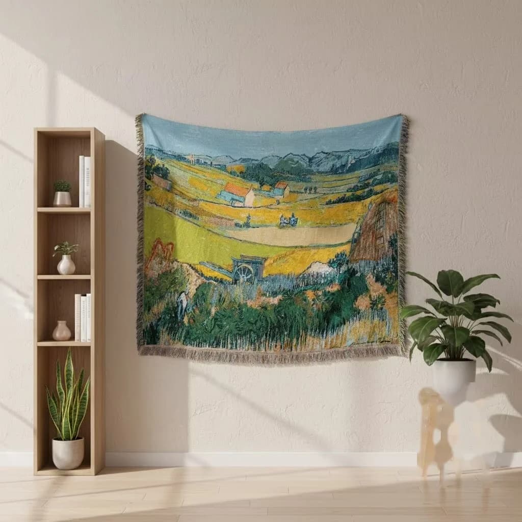 Thảm treo kiểu Van Gogh vải cotton pha cho sofa và tranh tường