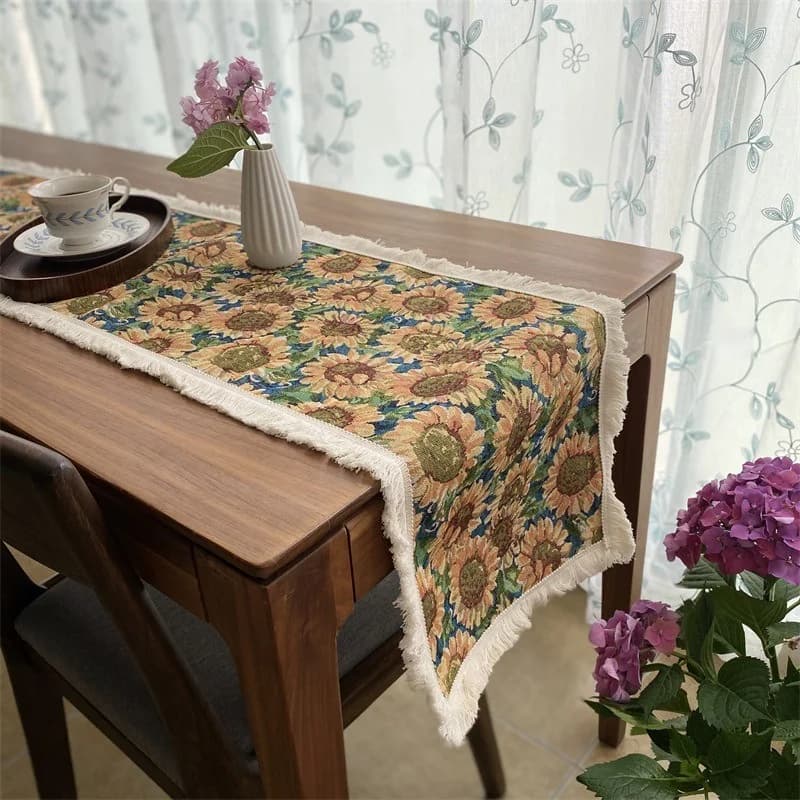 Khăn trải bàn cotton họa tiết hoa