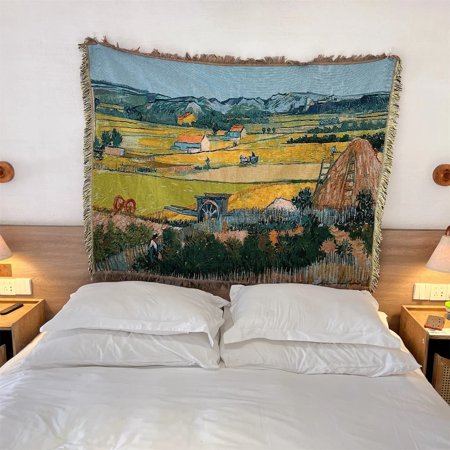 Thảm dệt phong cách Van Gogh trang trí sofa, giường, tường 130x160cm