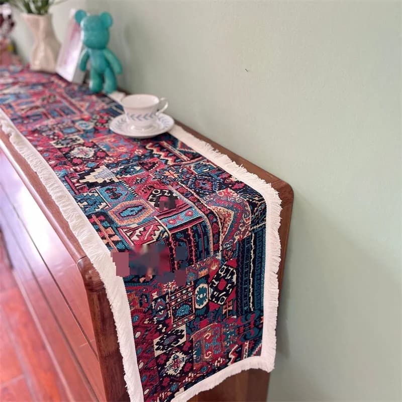 Khăn trải bàn chạy dài phong cách Bohemian, vải cotton pha
