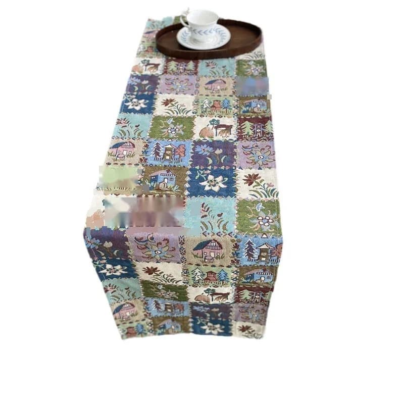 Khăn trải bàn vải cotton linen họa tiết hoa bướm mộc mạc