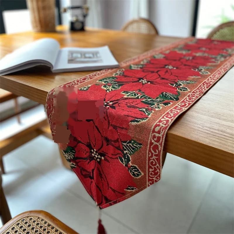 Khăn trải bàn Giáng sinh trang trí lễ hội vải cotton pha dạng dải dài