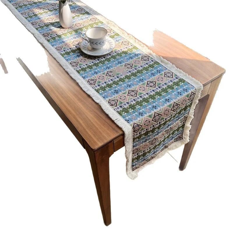 Khăn trải bàn chạy dài phong cách Bohemian, vải cotton pha