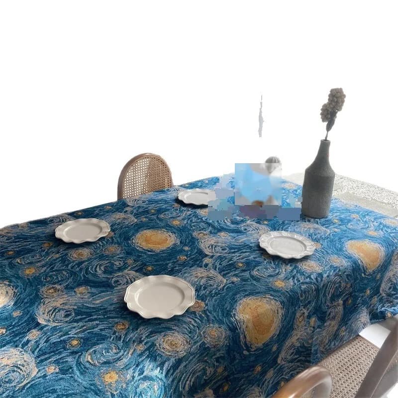 Khăn trải bàn chữ nhật họa tiết Đêm đầy sao, vải cotton pha
