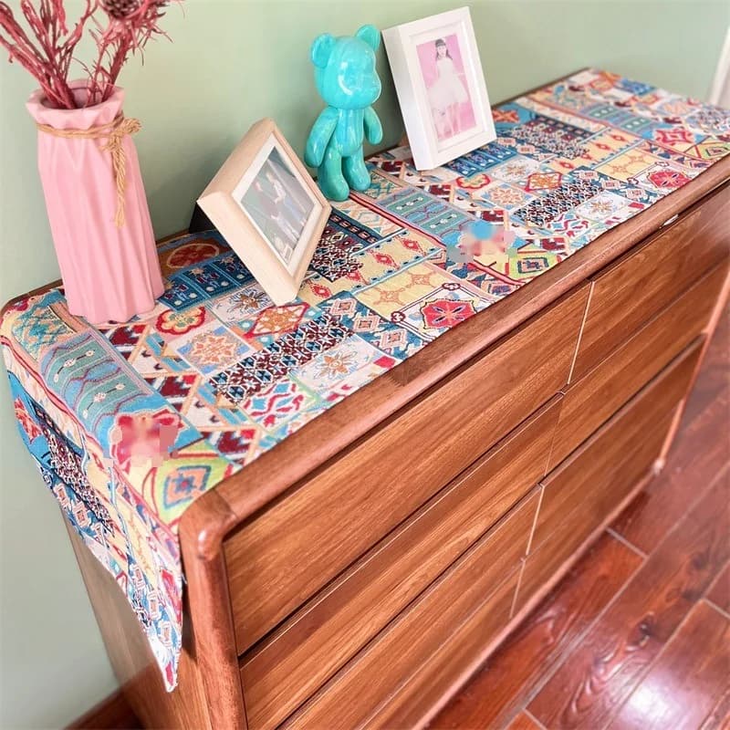 Khăn trải bàn Bohemian retro họa tiết hoa trang trí