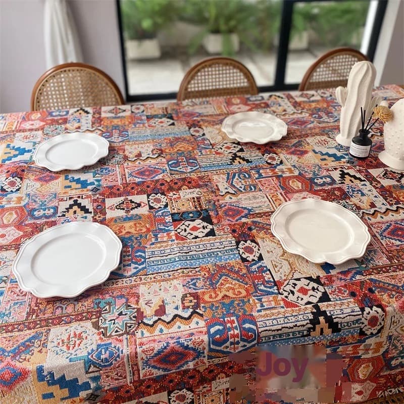 Khăn trải bàn Jacquard Bohemian cổ điển họa tiết hình học