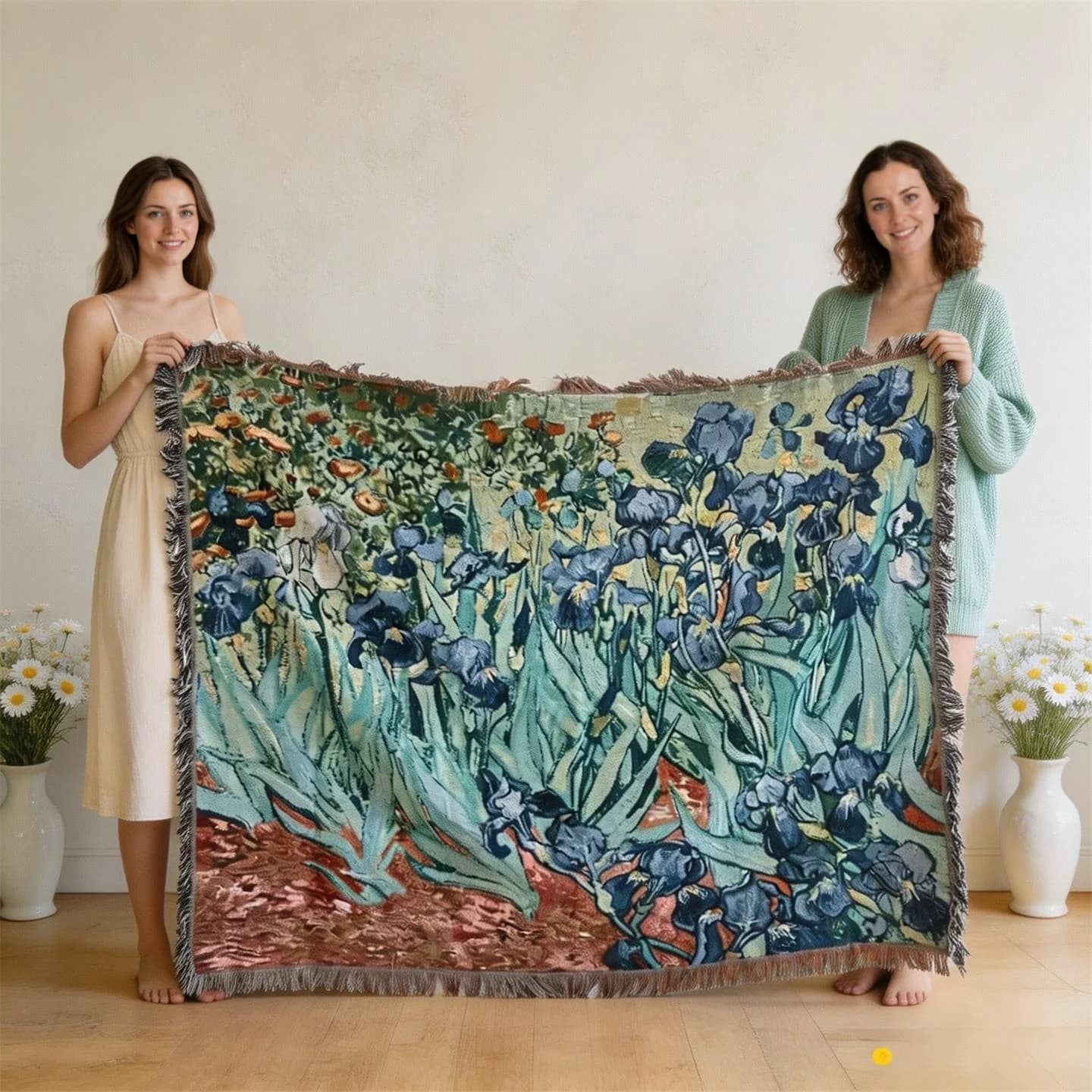 Thảm Trải Sofa Phong Cách Van Gogh Vải Cotton Pha