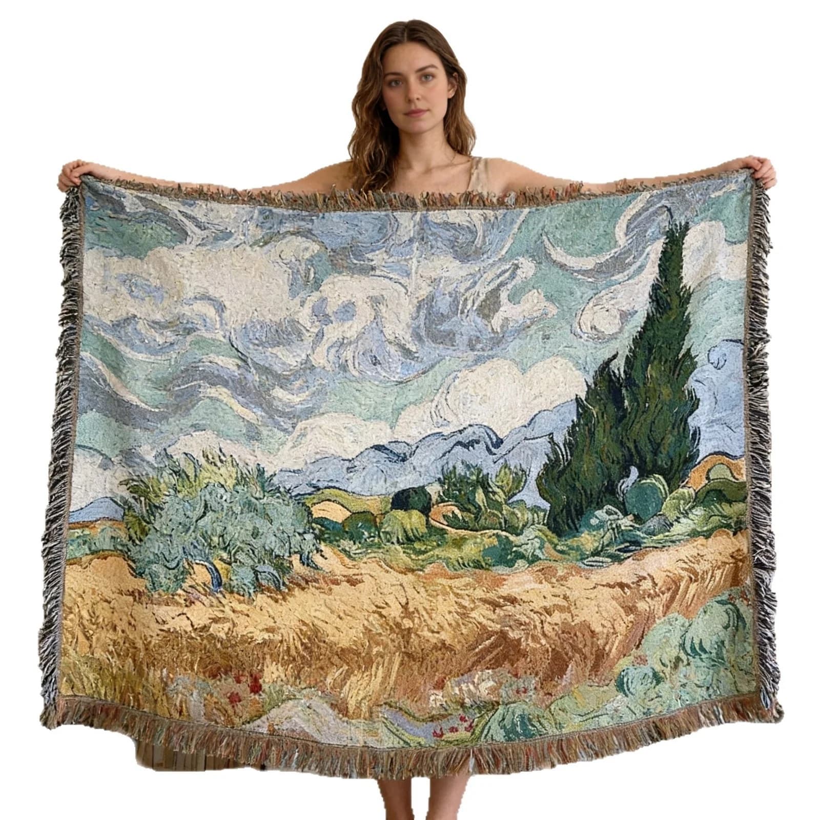 Thảm treo dệt kiểu Van Gogh cho sofa và trang trí tường