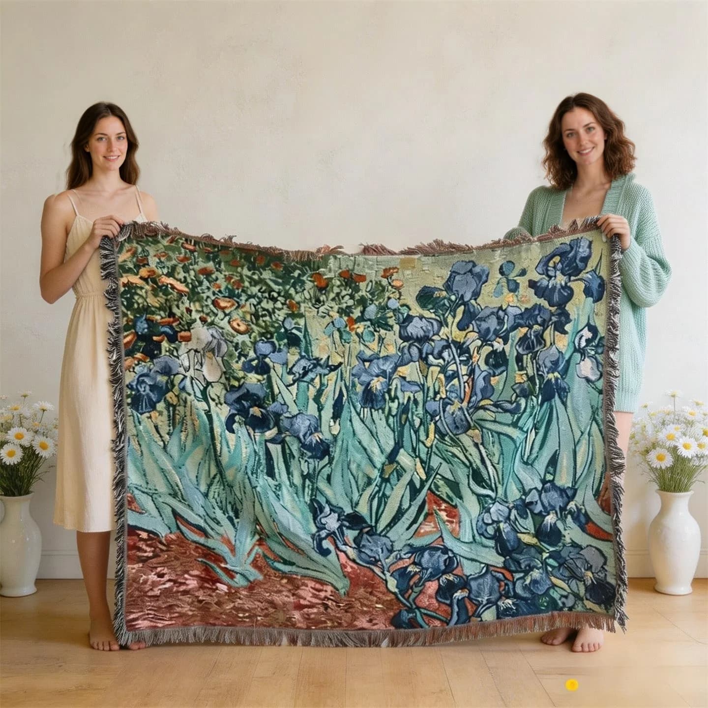 Thảm treo kiểu Van Gogh vải cotton pha cho sofa và tranh tường