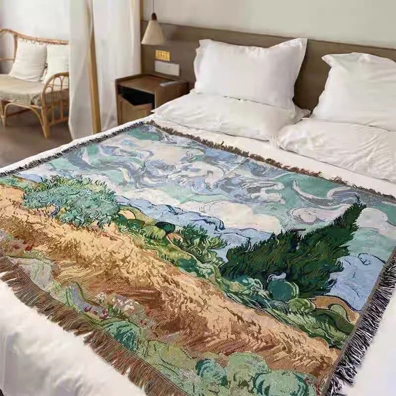 Thảm treo dệt kiểu Van Gogh cho sofa và trang trí tường