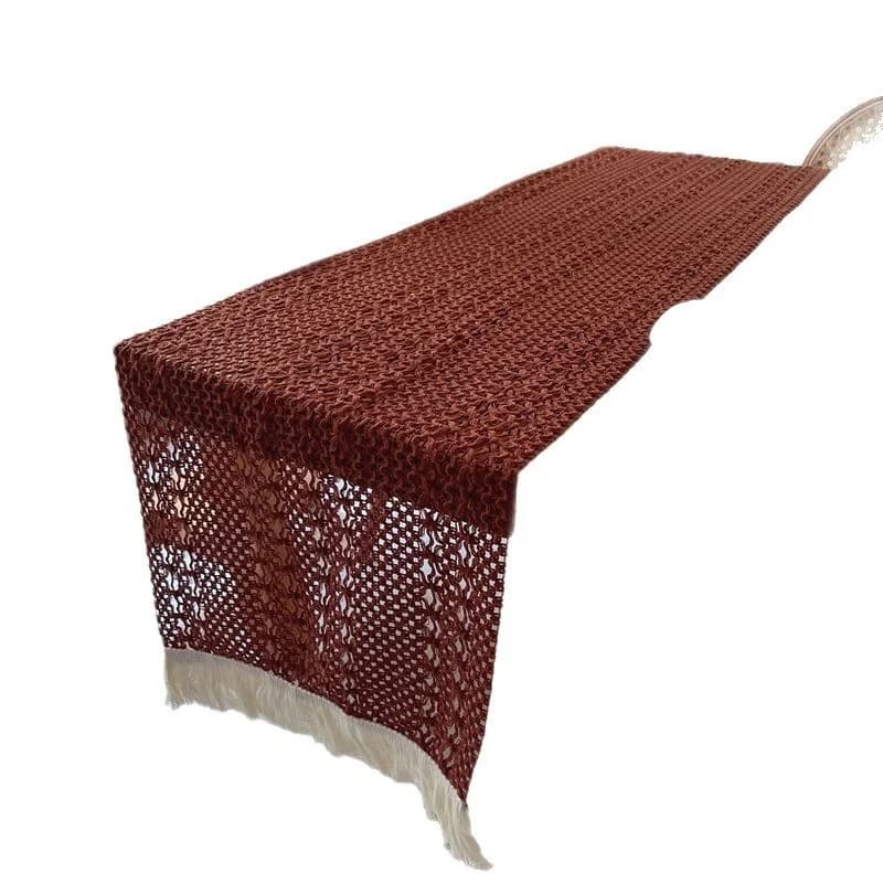Khăn trải bàn ren cotton mộc mạc có tua rua trang trí bàn ăn