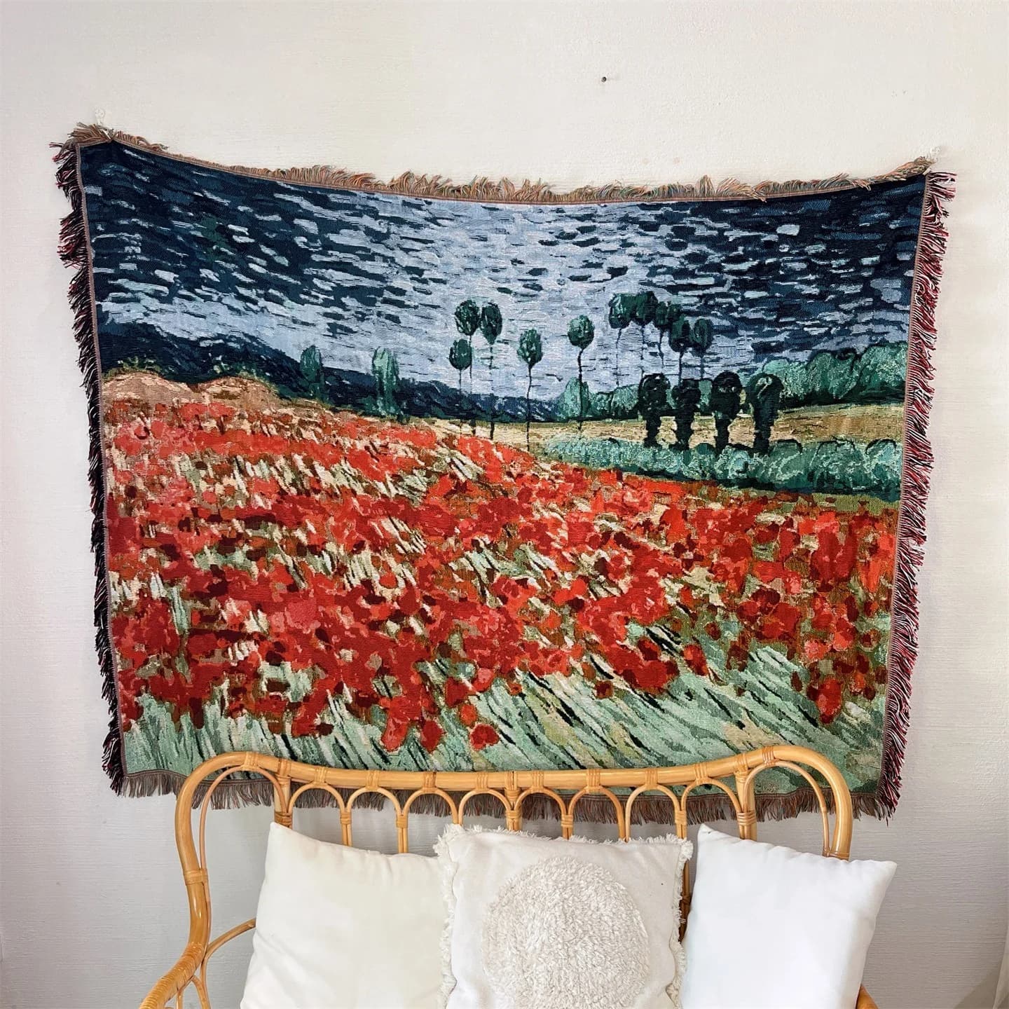 Thảm treo tường nghệ thuật Van Gogh chăn đắp vải cotton pha